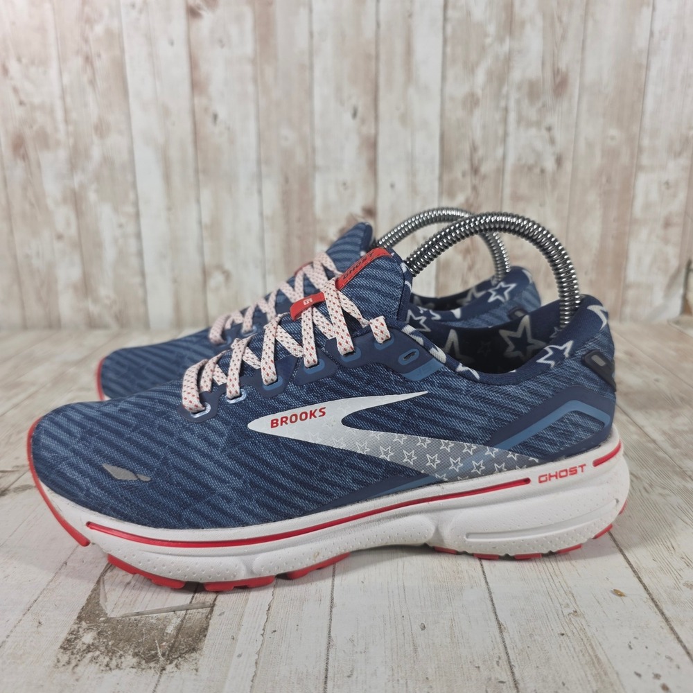 Brooks Ghost 15 Womens 7 Running Shoes Old Glory Patriotic Navy Red 1203801B449 - Picture 4 of 8